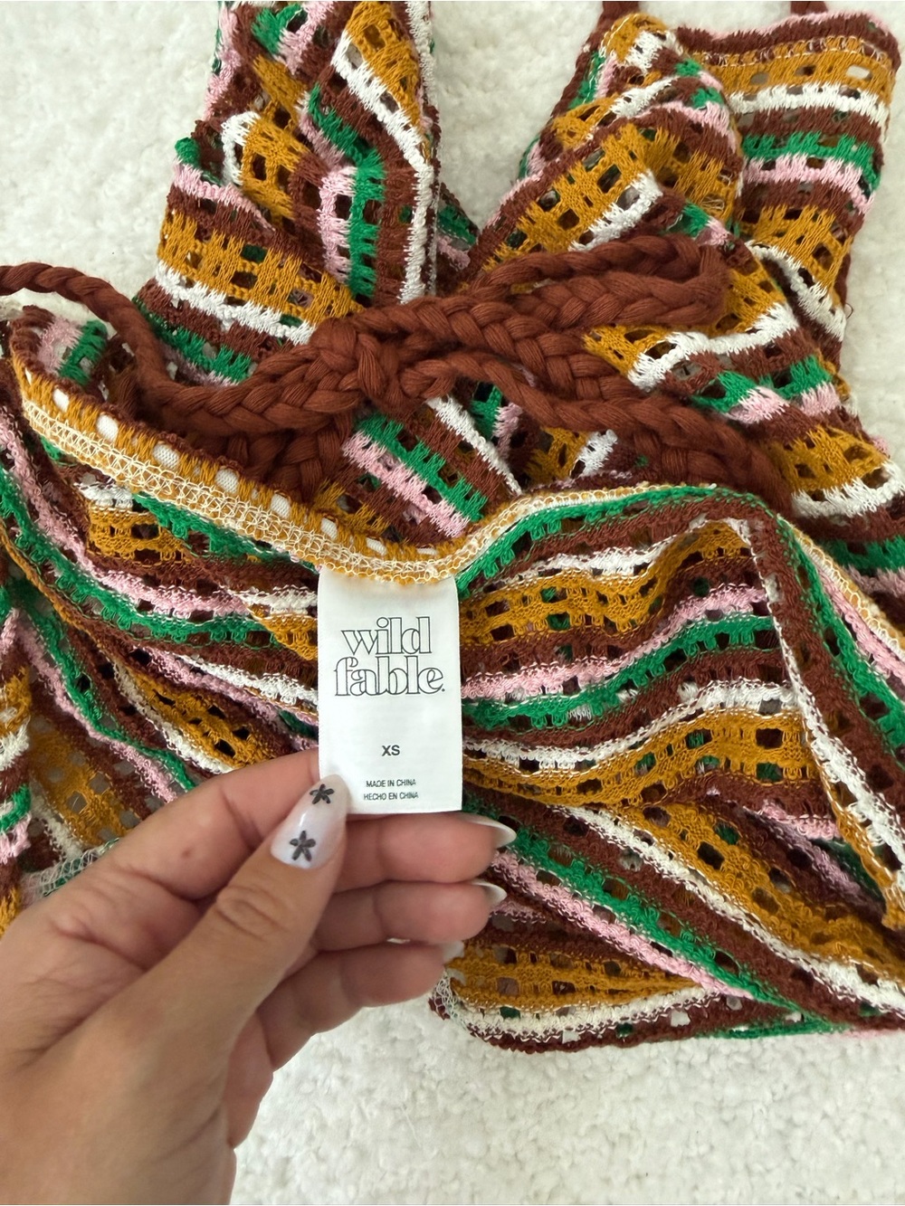 wild fable Striped Halter Mini Dress in Brown, Green, Pink and Cream - Picture 2 of 3